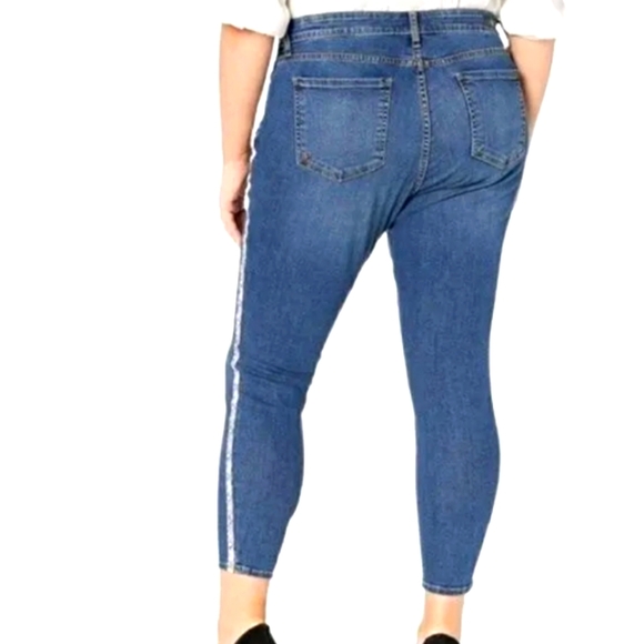 Kut From The Kloth Donna Ankle Skinny Jeans Denim & Snakeskin Plus Size 16 W - Picture 2 of 10